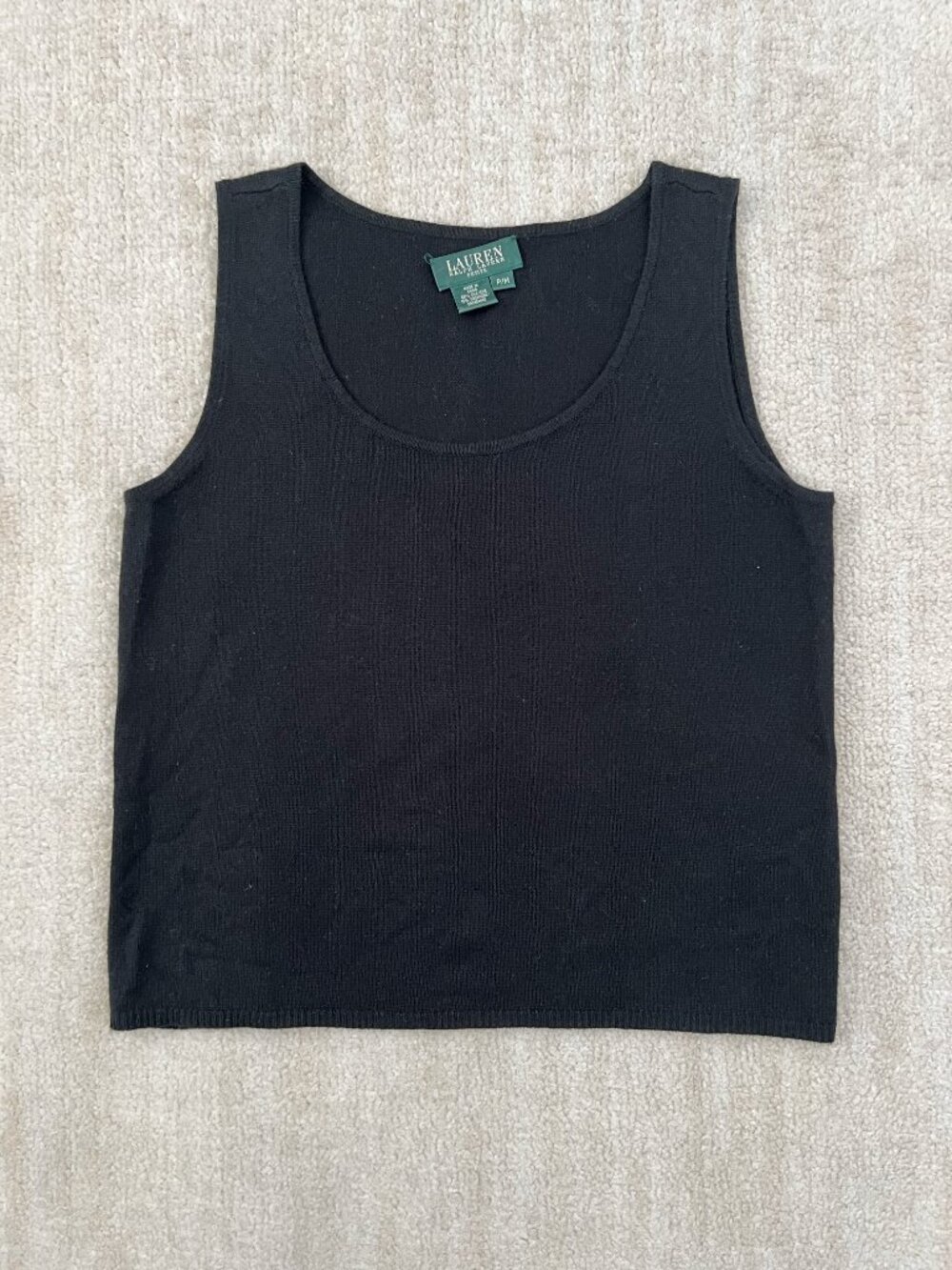 Lauren Ralph Lauren Silk Cashmere Sleeveless Black Sweater M Petite